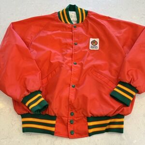 Vintage 1970s Golden Harvest Farming Seeds Jacket Swingster Coat Orange Medium